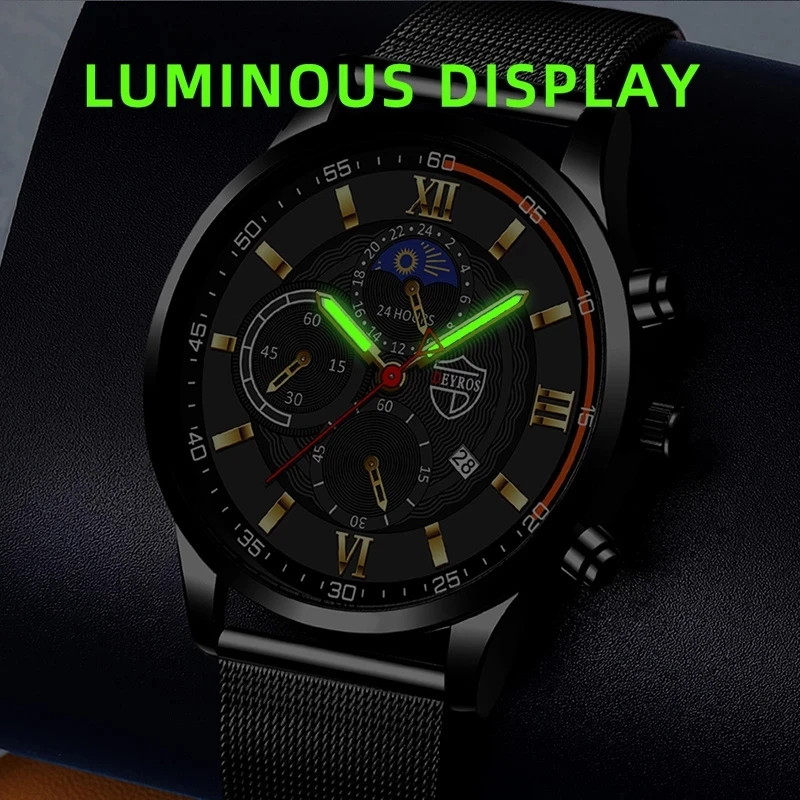 2023 Luxury Brand Fashion Mens Watches Men Business Stainless Steel Mesh Belt Quartz Wrist Watch Man Sports Casual Leather Watch 3