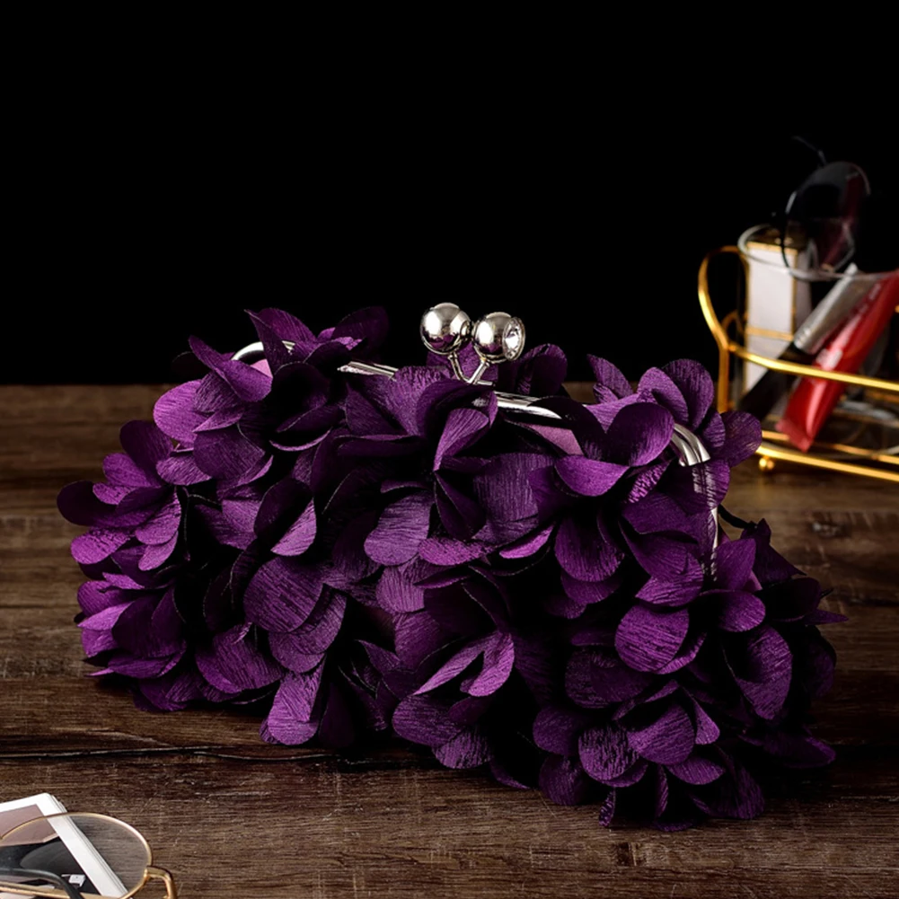 Flower Evening Clutch Purse Fashion Floral Evening Bags Solid Color Elegant Handbag Stylish Crossbody Bag Wedding Party Bag