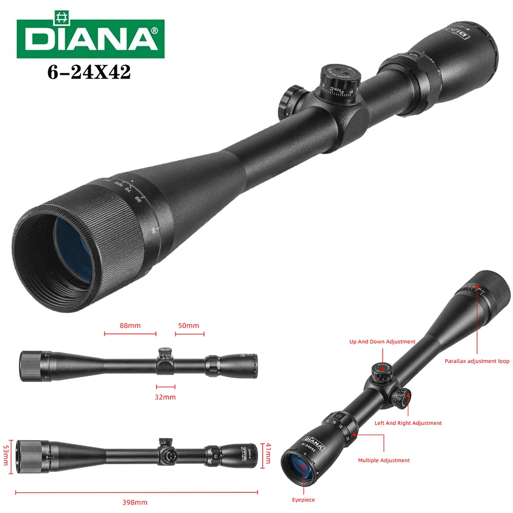 DIANA 624x42 AO Tactical Riflescope MilDot Reticle Optical Sight Air