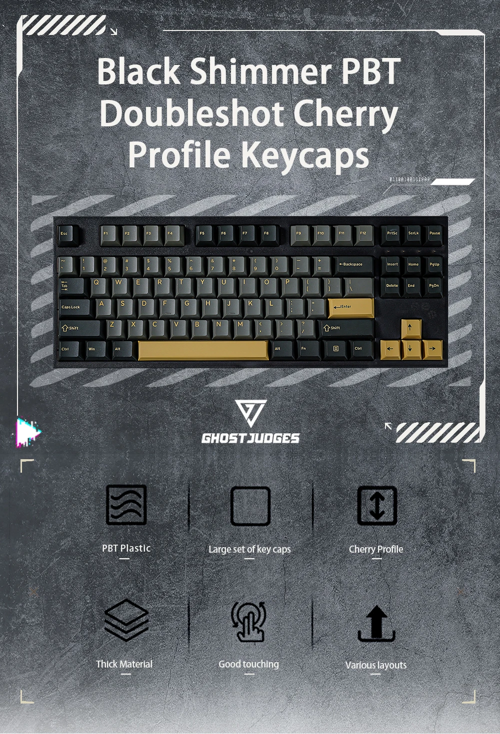 gj juízes gj shimmer luz fraca colorway cereja pbt doubleshot keycap para teclado mx