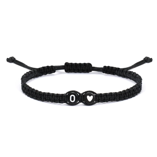 26 lettres initiales coeur Bracelets à la main réglable A-Z nom tressé Bracelets pour femmes hommes amitié bijoux