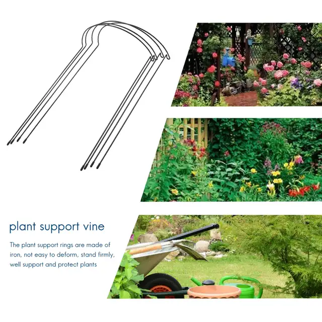 4 Pack Plant Támogató Tétfém Fémkerti Növény Tét Zöld Fél Kerek Növényi Tartó Gyűrű Ketrec - Image 6