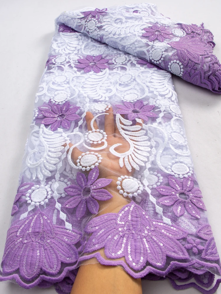 

African Lace Fabric French Embroidery Milk Silk Lace Fabric Mesh Nigeria Wedding Lace Fabric For Sewing Dresses 2.5 Yards TY3510