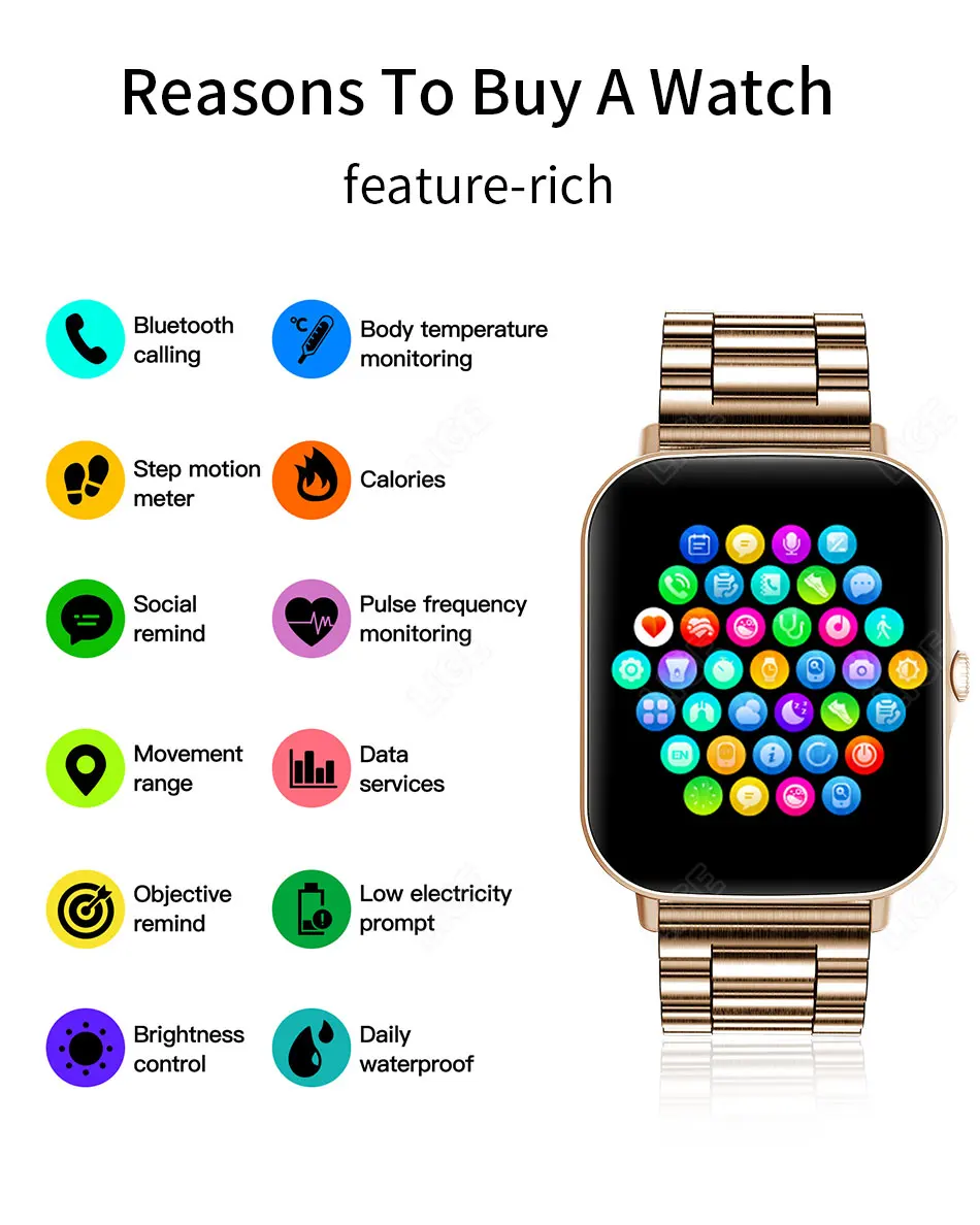 2022 Bluetooth Call Smart Watch Men Multi-Sports Waterproof Temperature Monitor Calories Fitness Clock Smartwatch For Man Women