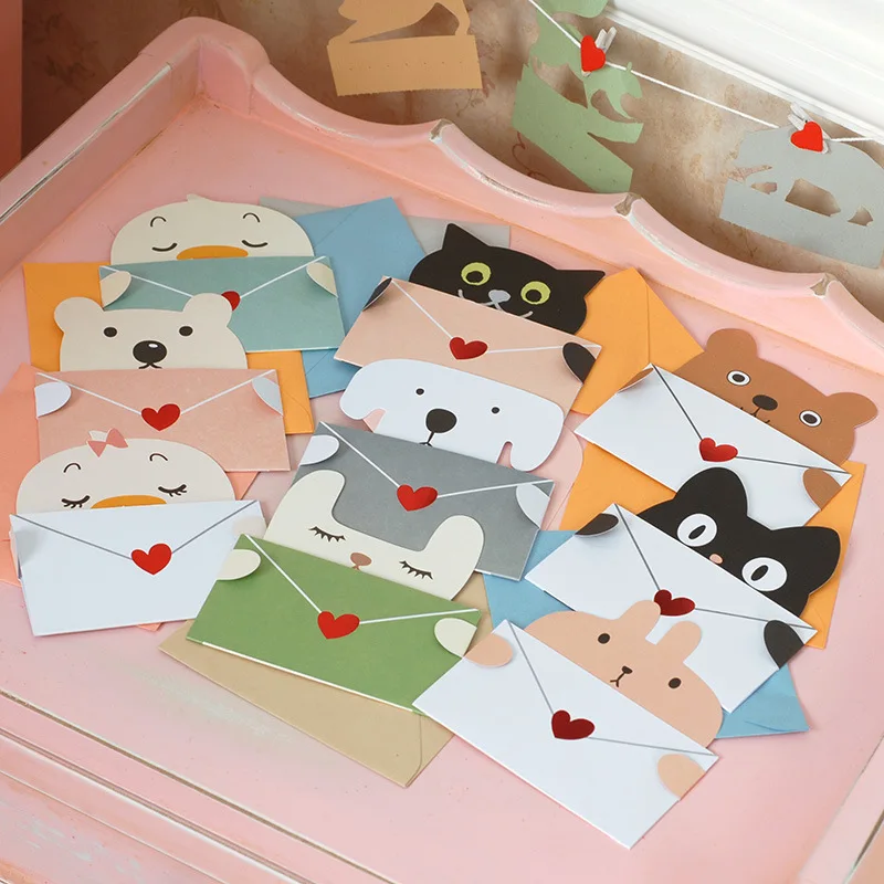 The new mini universal greeting card features a small, unique, and cute animal head design
