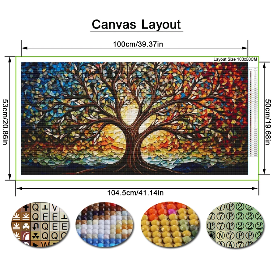 Tree of Life Large Size Diy Diamond Arts Painting Full Square Round Drill Mosaic Embroidery Pictures Mythology Gift 220x110cm 2