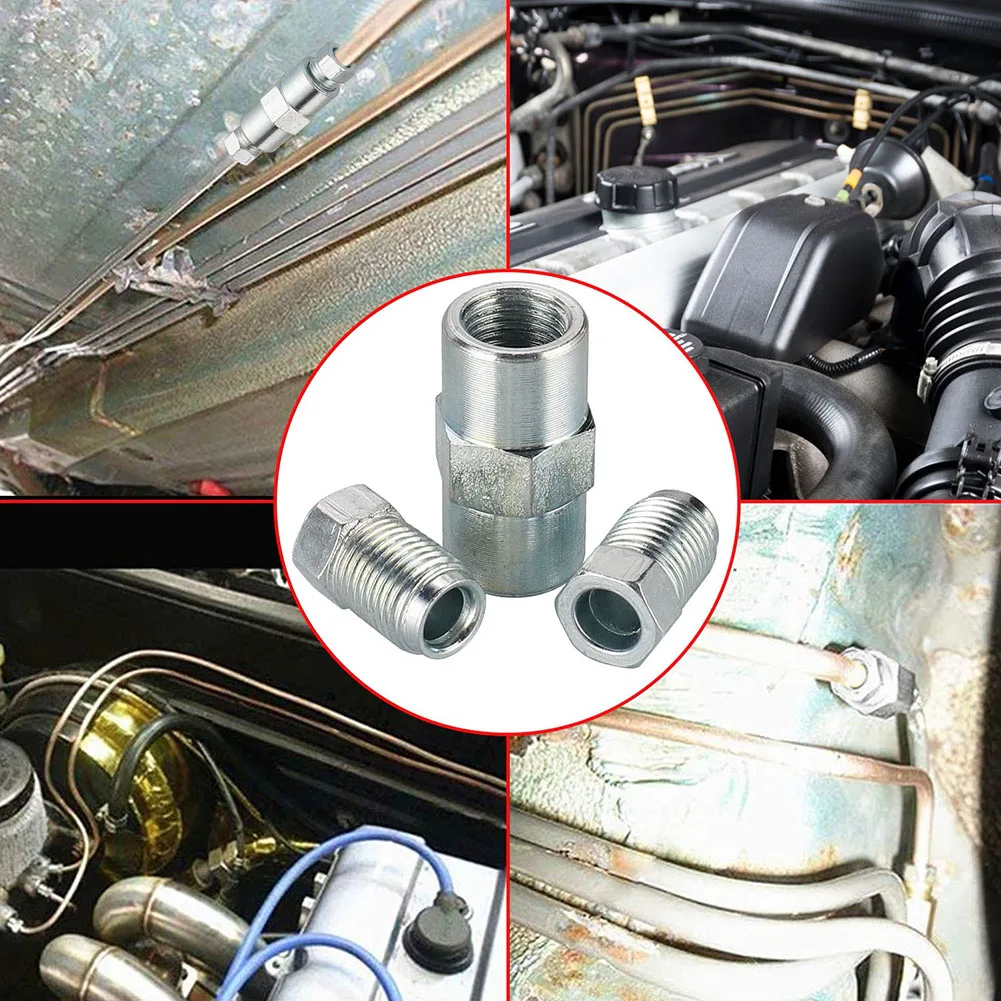 Brake Pipe Hose Brake Line Connector Brake Connecting Insert Brake Line Lock Kit Brake Cable Connector Kit Brake Pipe 2 Qty 2 Way Female Connector With 4 M10 10mm Male Nuts For Inverted Bell Mouth 3/16 