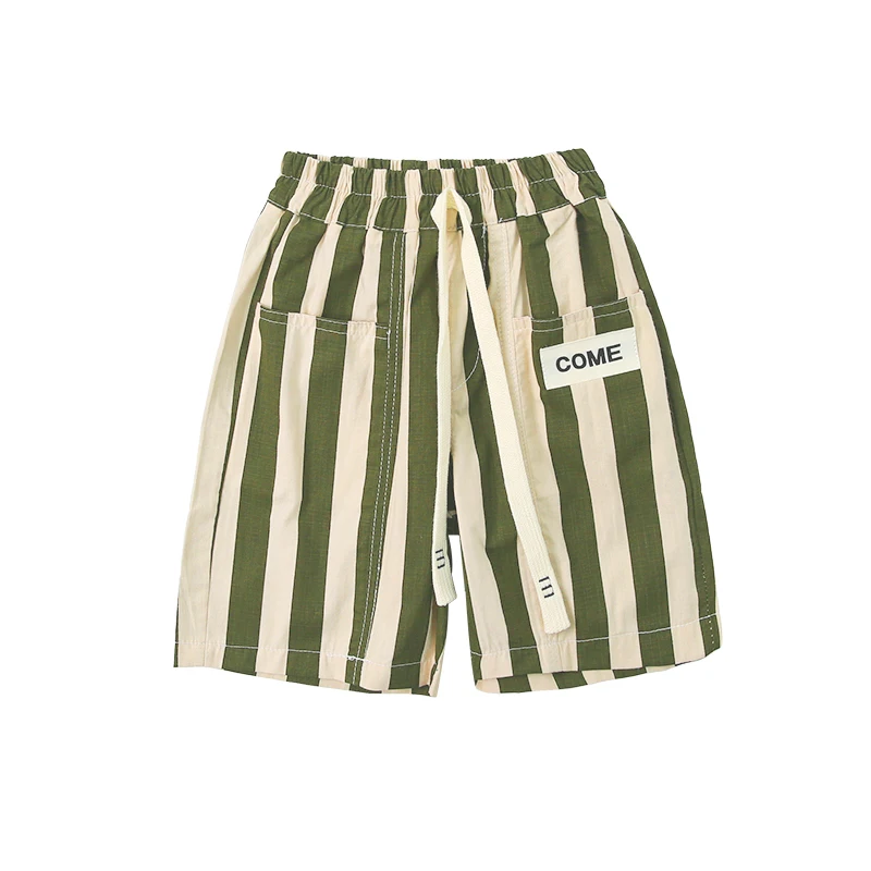 Baby Boys Vertical Stripe Cotton Summer Shorts with Drawstring Toddler Kids Casual Capris Pants For Age 2 3 4 Years Old