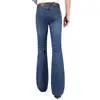 2023 High Quality Men Winter Worm Fleece Black Blue Boot Cut Jeans Business Casual Flare Pants Mid Waist Trousers 3