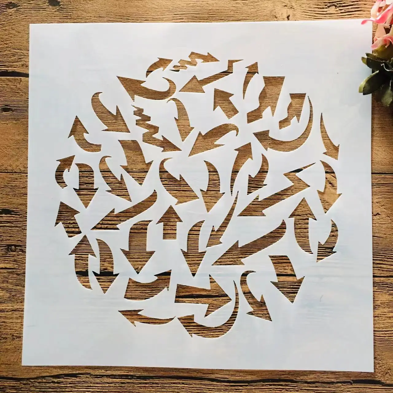 큰 원형 화살표 DIY 레이어링 스텐실 벽화 스크랩북 색칠 엠보싱 앨범 장식 템플릿, 30x30cm
