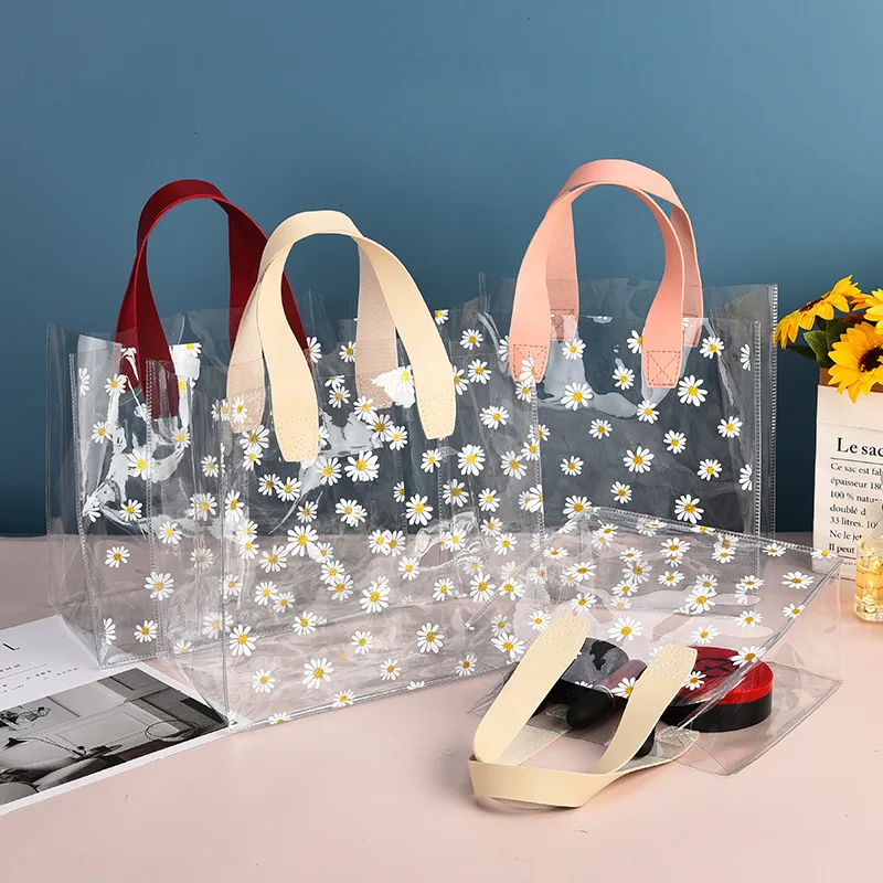 1PC Transparent Pvc Gift Tote Packaging Bag Clear Daisy Plastic Handbag  Candy Gift Box Wedding Favor Party Supplies Cosmetic Bag - AliExpress