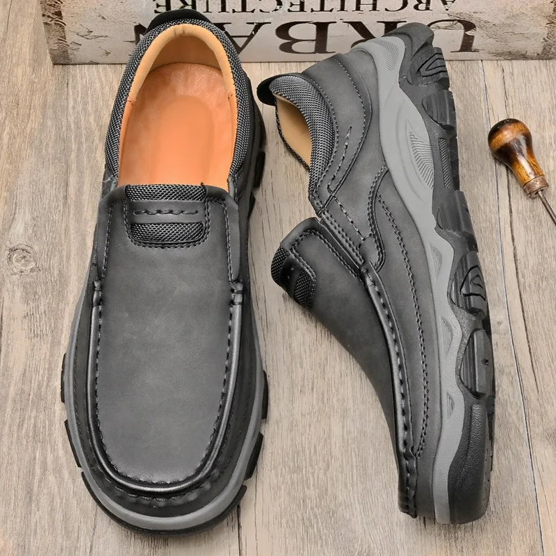 2024New Slip-on Leather Casual Shoes Stylish Loafers Men 4