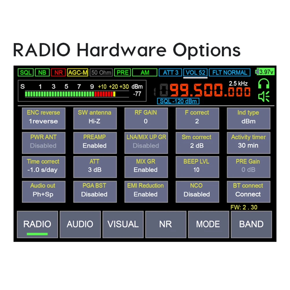 New Firmware 2.30 Second Generation DSP2 SDR Malachite Radio Receiver 10kHz-380MHz 404MHz-2GHz Radio Speaker 3.5-inch Touch LCD