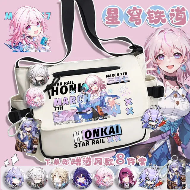 Game Anime Honkai: Star Rail Cosplay Kafka Jing Yuan March 7th Yanqing Bronya Nylon Cloth Cartoon Campus Student Messenger Bag