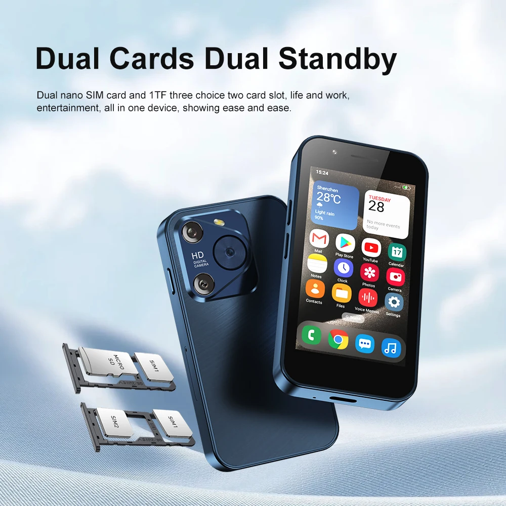 2024 New Design SERVO KING2000 Mini Smartphone Android System Dual SIM 3G WCDMA Wifi Google Play 2GB+16GB Palm Intelligent Phone 2