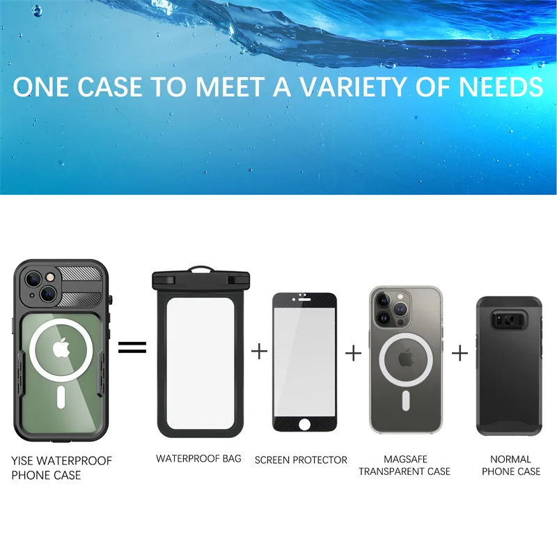 Outdoor IP68 Waterproof Case For iPhone 14 Pro Max Plus Magnetic Suction Wireless Diving Swimming Protection Mobile Phone Cover