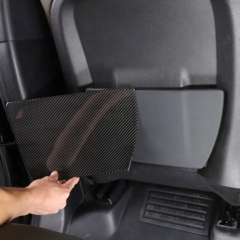 

For Land Rover Defender 110 130 2020-2024 Soft Carbon Car Seat Rear Storage Anti-kick Panel Cover Trim Stickers Car Accessories