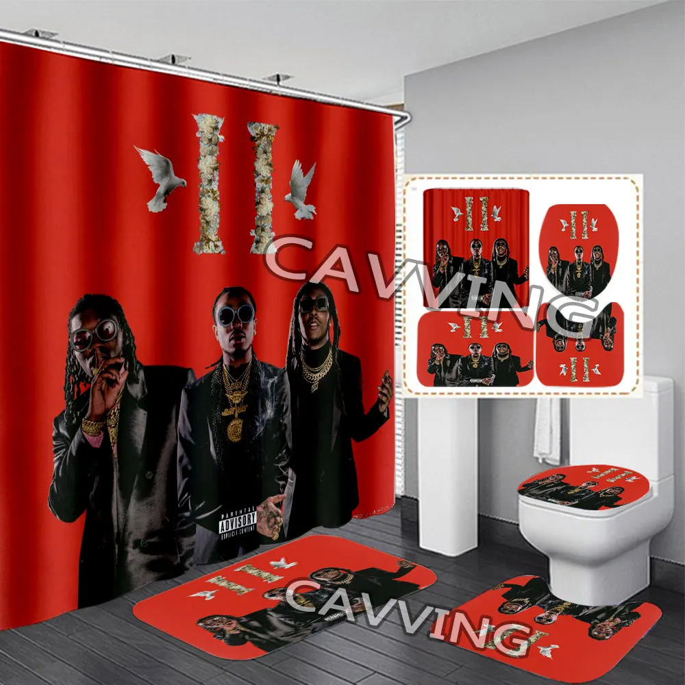 

Migos 3D Shower Curtains Waterproof Bathroom Curtain Anti-slip Bath Mat Set Toilet Rugs Carpet H01