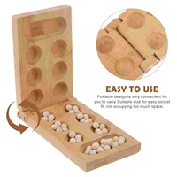 Mancala Game Board Chess Folding African Wooden Wood Family Kids Strategy Puzzle Set Toy Travel Strategic Plaything Games Brain 2