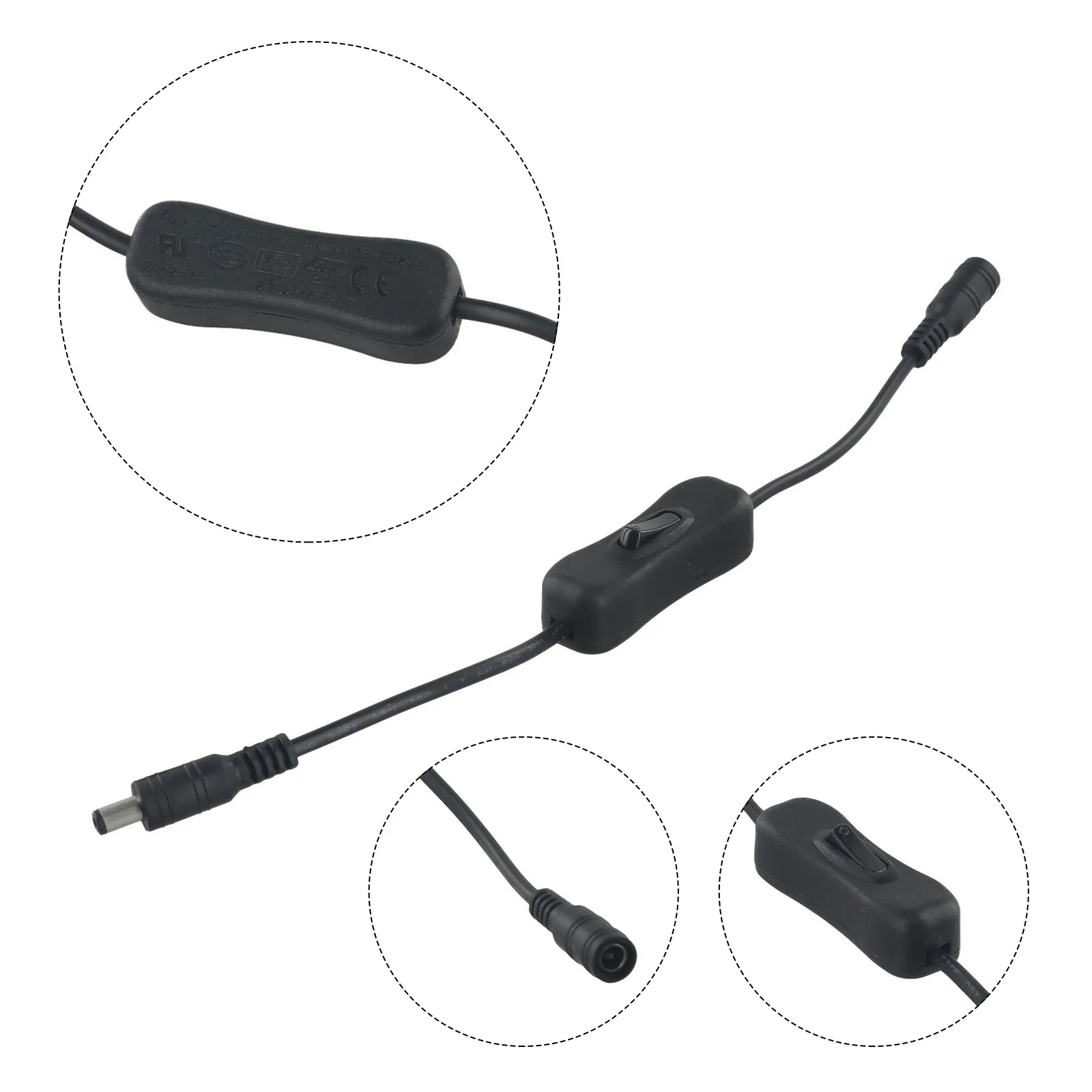 Description Picture 4 of itemDC 12V Inline Rocker Switch On Off With Female Male Power Cable 5.5x2.1mm DC Connector Switch For CCTV LED Strip Light
