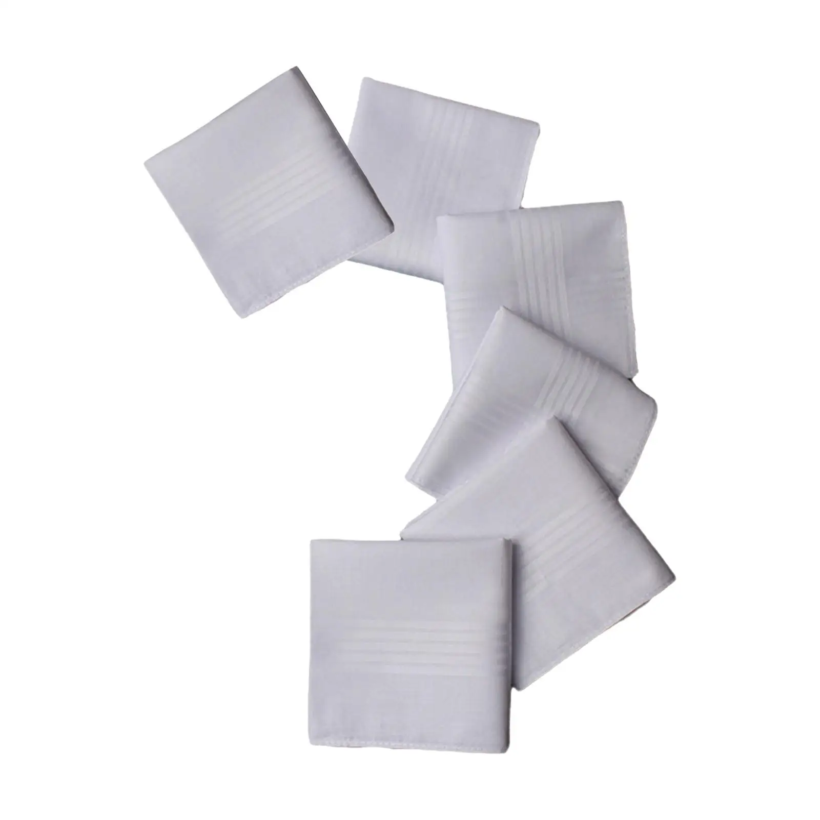 6x Pure White Handkerchiefs Set Solid Color Hankies Crafts Gift for Prom Gentlemen Suit Party Birthday
