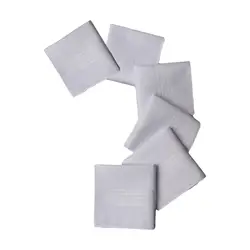 6x Pure White Handkerchiefs Set Solid Color Hankies Crafts Gift for Prom Gentlemen Suit Party Birthday