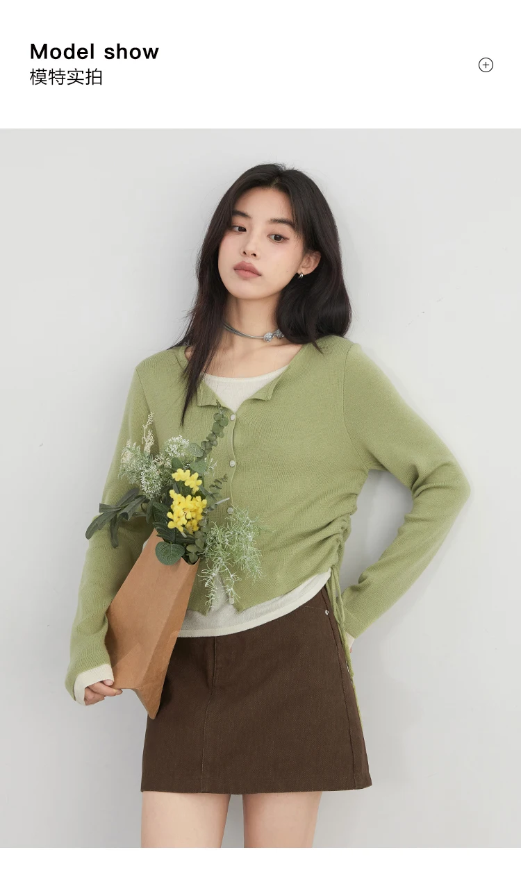 CHIC VEN New Korean Women Sweaters Slim Pullover Design Female Top O Neck Drawstring Waist Knitted Jumpers Spring Summer 2025