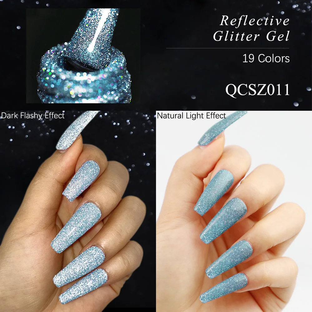 MIZHSE 7ml Reflective Glitter Nail Gel Polish Effect Sparkling Soak Off UV Gel Semi Permanent For Manicure Nail Art Nail Gel 5