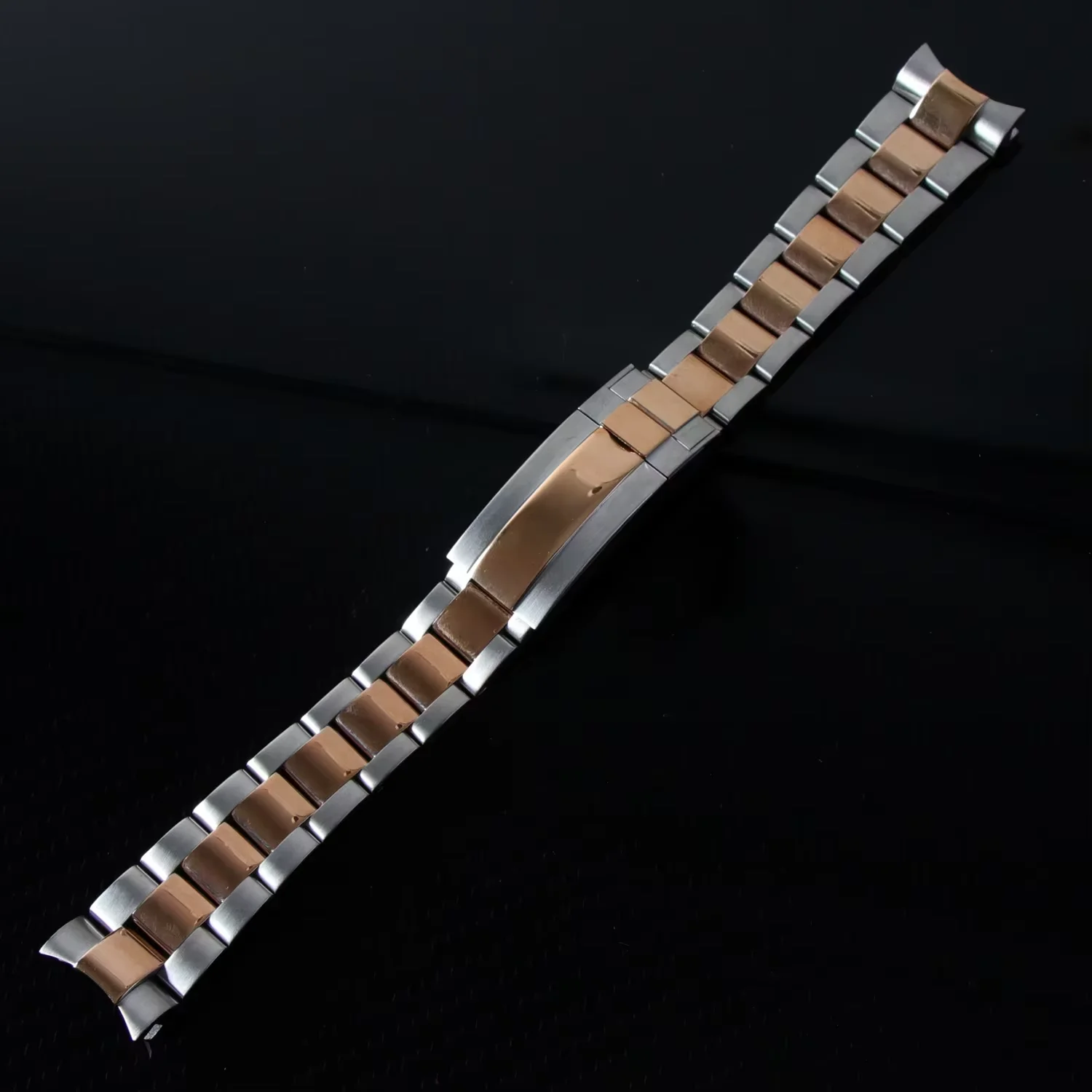 Premium 20mm 904L Stainless Steel Watch Band with Glide Lock Buckle - Silver Oyster Bracelet Design
