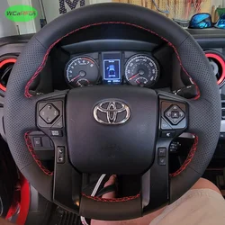 Elegant Full Black Leather Steering Wheel Cover - Luxurious Braid Design (White thread)