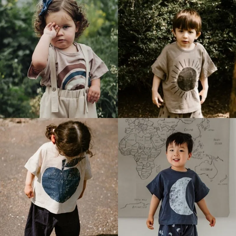 Trendy New Style Tops Infantil Girls Printig TShirts 1 2 3 4Years Kids Cute Casual Loose Brand Clothing Boys Simple Versatile T