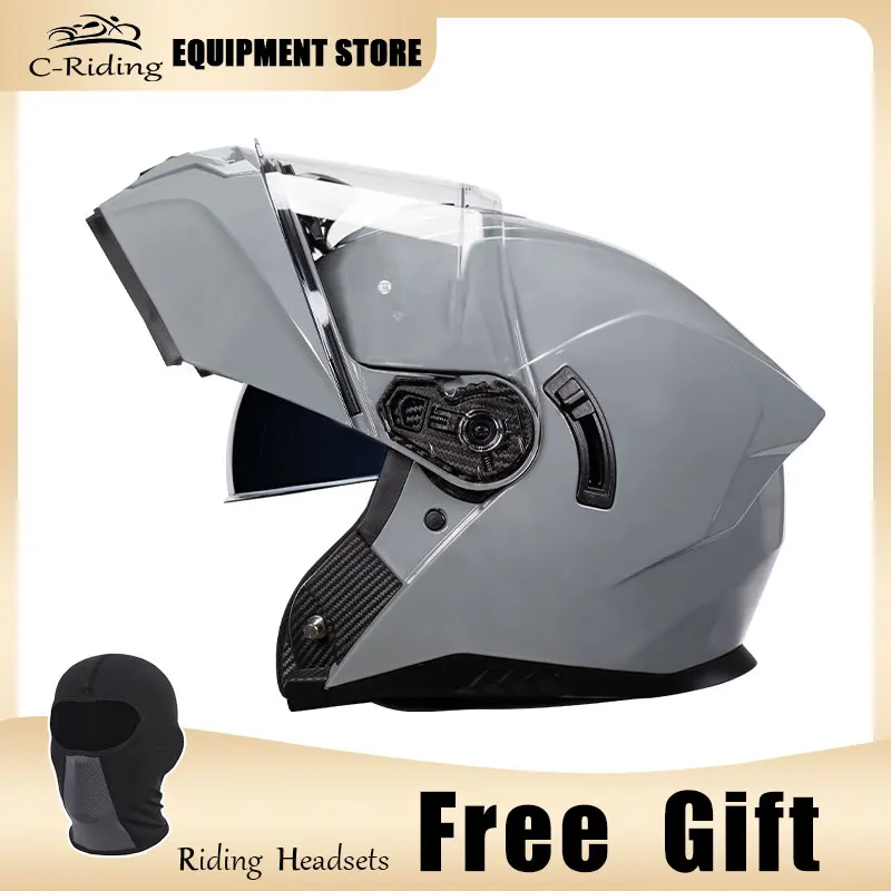 Caschi Moto Da Uomo Doppia Lente Casco Modulare Di Sicurezza Modulare Flip Up Helm Cascos Para Moto Casco Motocross Integrale