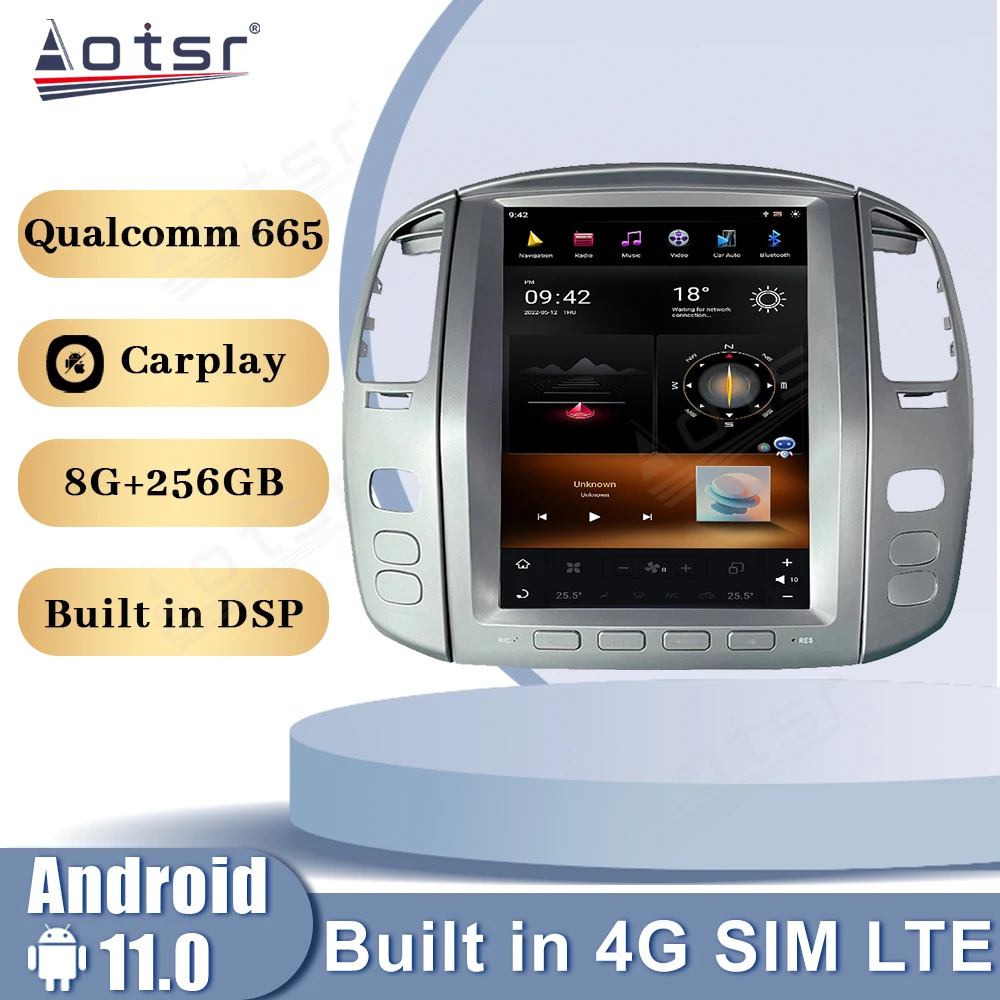 

Головное устройство Tesla Style для Lexus LX470 1998 1999 2000 2001 Android, автомобильное радио, стерео, GPS-навигация, автомобильный мультимедийный плеер