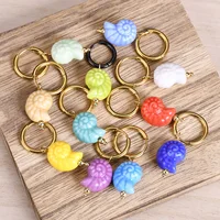 Cute Candy Color Sea Snail Charms Dangle Hoop Earrings for Women Stainless Steel Huggie Marine Organism Summer Beach Ear Jewelry 1