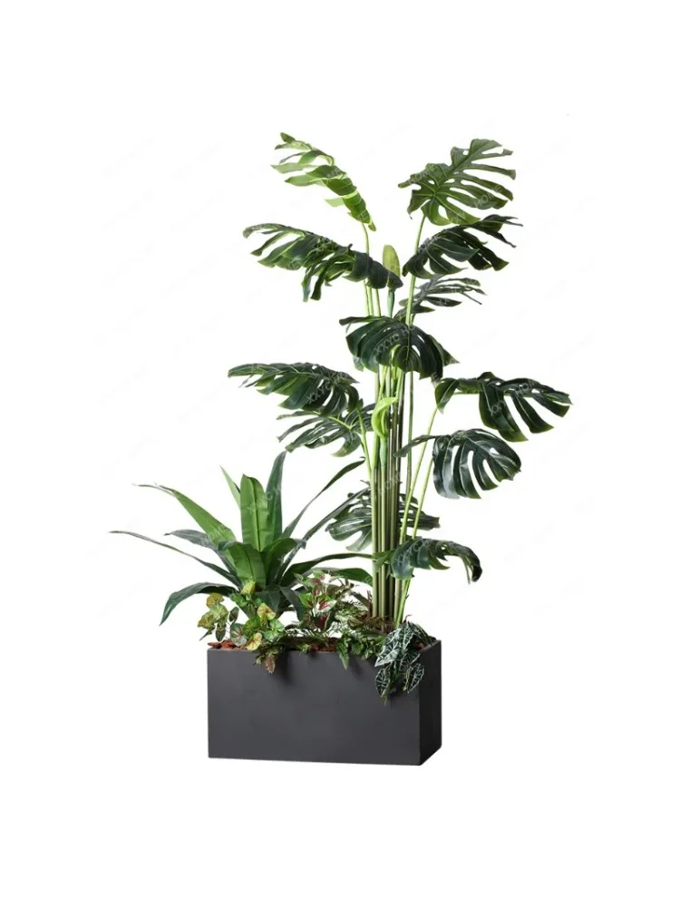 Monstera Deliciosa Micro Landscape Bionic Green Plant Indoor Living Room Alberi Finti Decorazione Paesaggistica