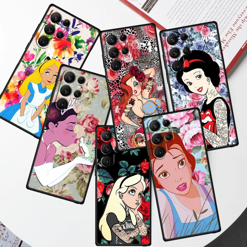 

Animation Alice Princess For Samsung Galaxy S23 S22 S21 S20 FE S10 S10E S9 Plus Ultra Pro Lite 5G Black Phone Case