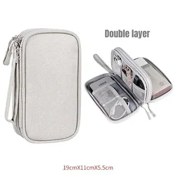 Spacious Waterproof Travel Cable and Electronics Organizer Bag (Grey Double layer - S)