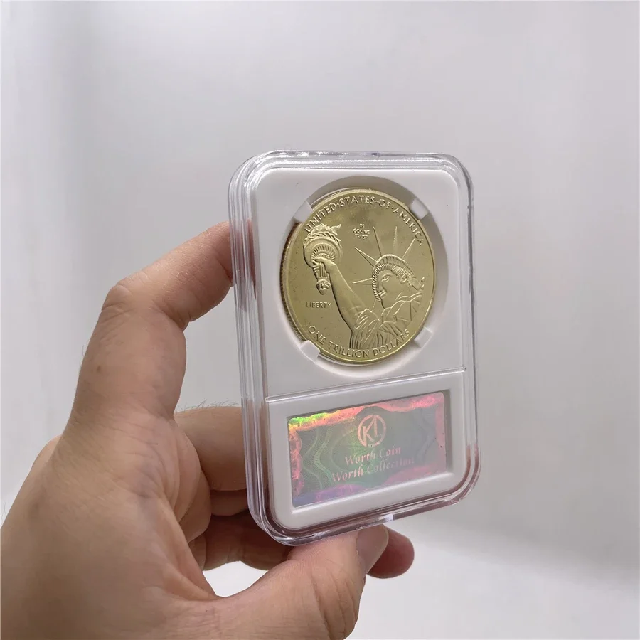 Pièce Commémorative En Or Plaqué De La Statue De La Liberté Américaine 3D Pièce Souvenir - Chine Coin With Box Et Metal Coin Prix