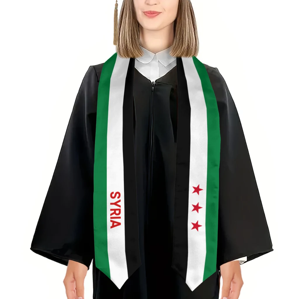 Neck Wrap Graduation Shawl Syria Flag 1932-1963 Coalition & United States Stole Sash Honor Study Aboard International Students