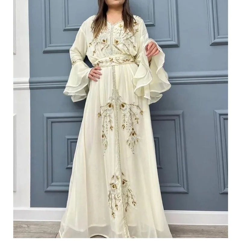 Abito Da Sposa Africano Caftano Dubai Moda Reale Marocchino Bianco