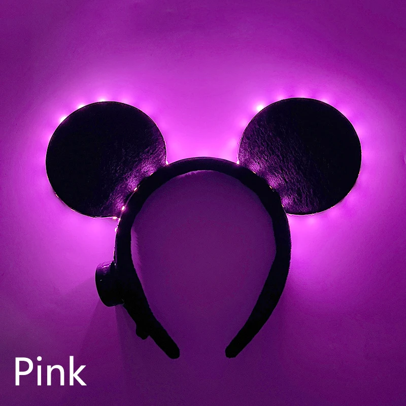 1pc Schöne Leuchtende Leuchten Maus Ohren Stirnbänder LED Neon Mickey Haarband Junge Mädchen Leuchtende Stirnbänder Cosplay Haar Zubehör – Detail 5