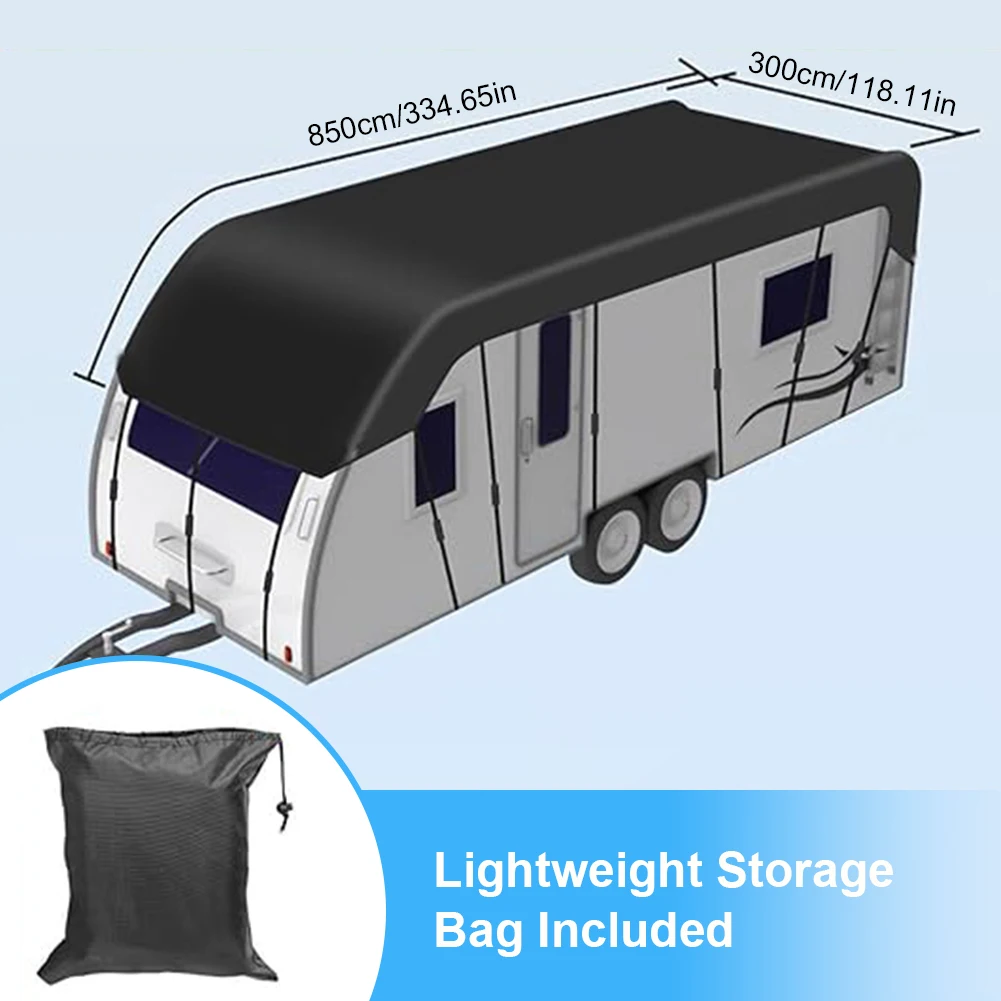 Waterproof RV Roof Covers 210D Oxford Cloth 8.5x3m Foldable Large Sun Protection Cover Caravan Roof Tarpaulin RV Supplies