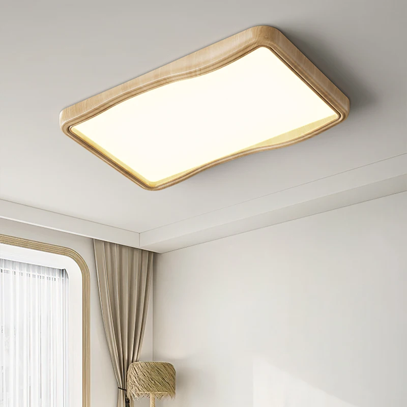 

Деревянные люстры полного спектра с защитой глаз для спальни, потолочные светильники орехового цвета для гостиной, декоративные прямоугольные светильники для Кабинета