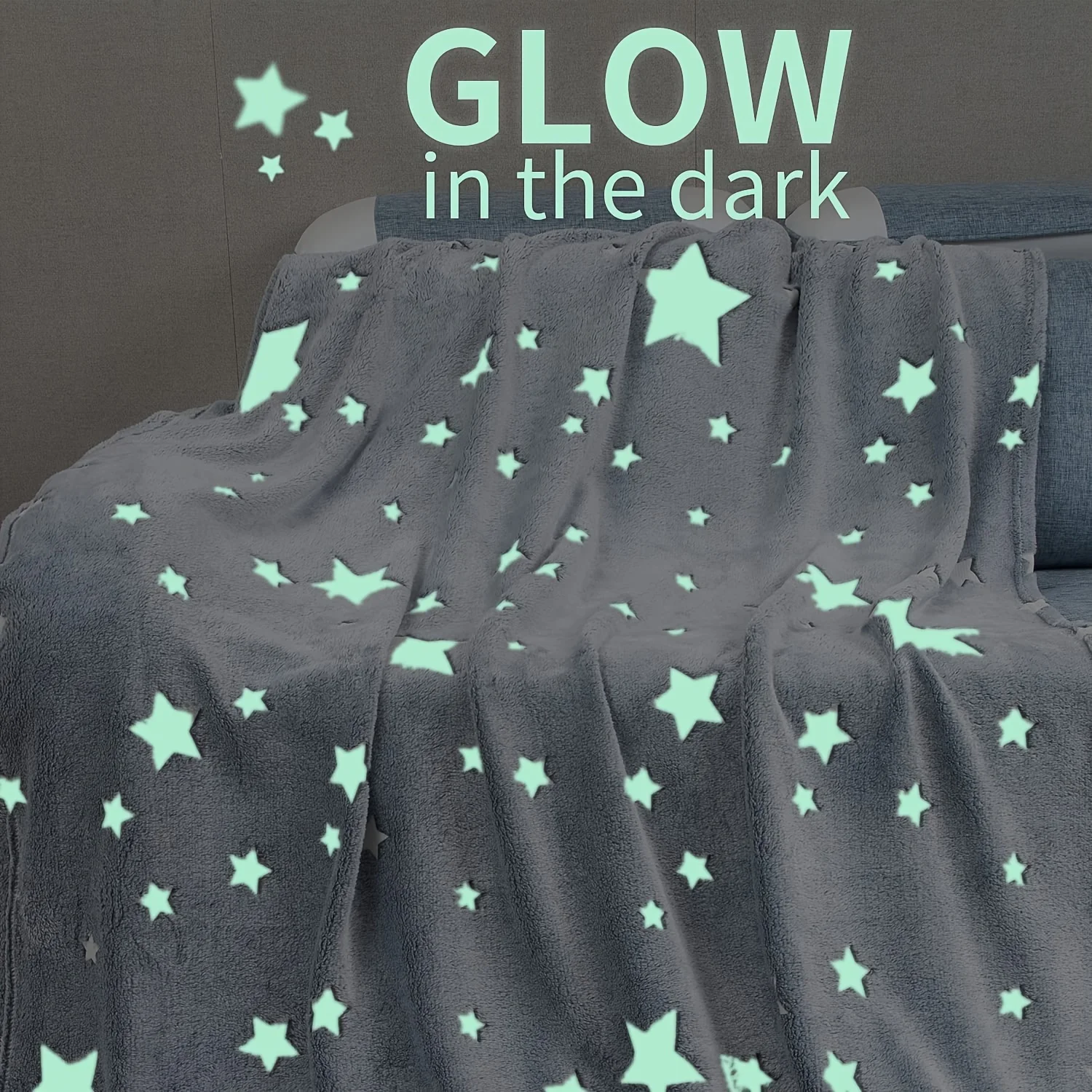 1pc Glow in The Dark Moon Throw Blanket for Boys Girls, Luminous Blanket Birthday for Kids Toddlers, Cozy Soft Blankets 3