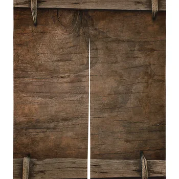 나무 보드 복고풍 농장 일본 문 커튼, 거실 침실 파티션 커튼 주방 입구 걸이식 반 커튼