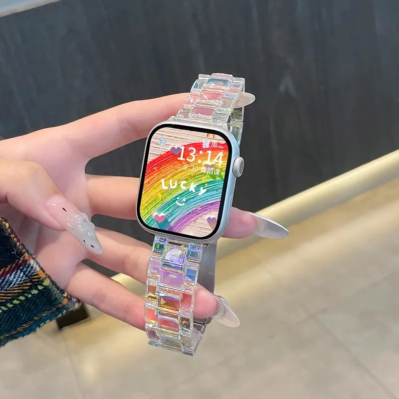 Rainbow Clear Resin Band - Lightweight Wristband Strap Bracelet