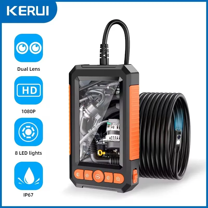 KERUI Industrial Endoscope Camera 4.3 "Single Dual Lens HD 1080P Car Inspection Borescope IP67 Waterproof Sewer Camera With LED 1