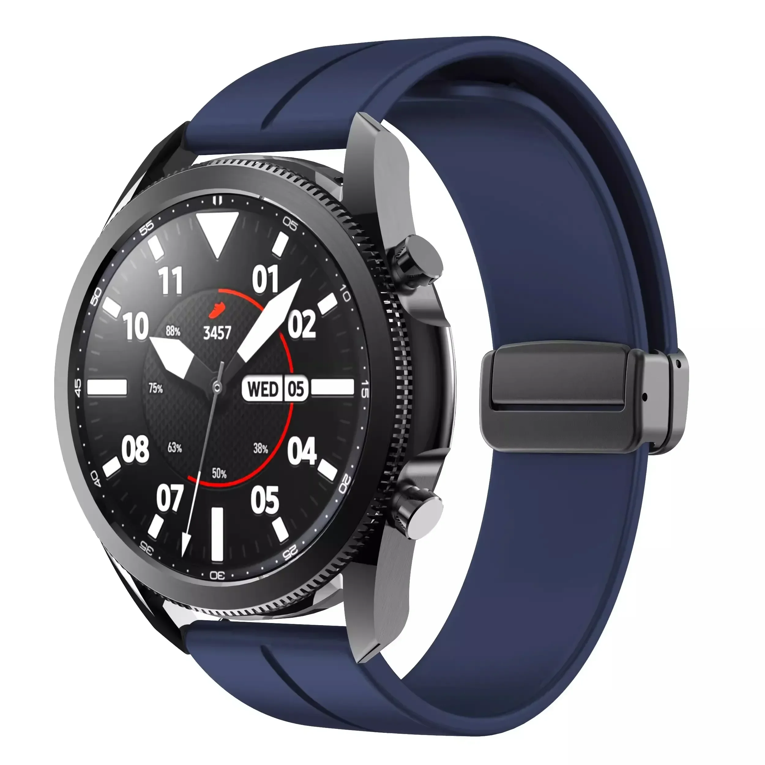 Magnetic Folding Buckle Silicone Smartwatch Band - 22mm/20mm Strap