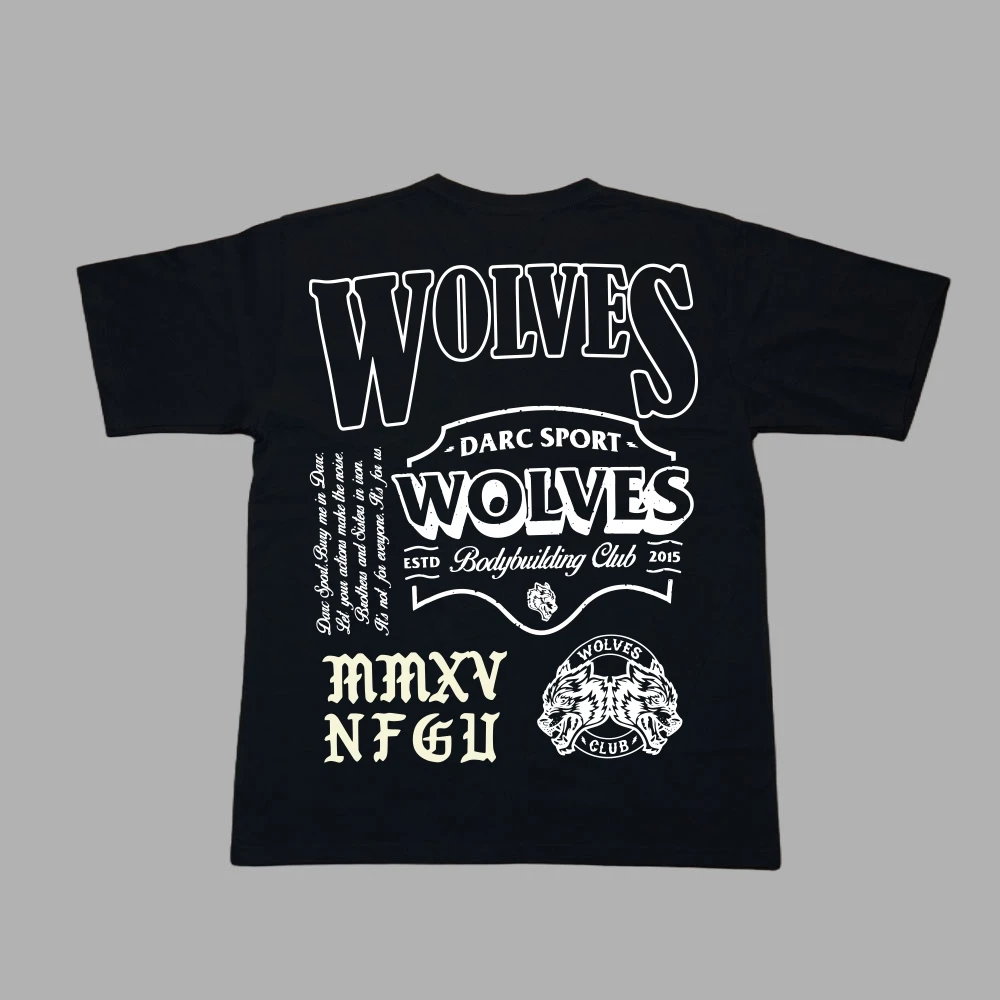 WOLVES Leter Print COTTON T-Shirt Loose Casual Men Women T Shirt SummerHip Hop Tee Tops Short-Sleeved Unisex T-Shirt Tops