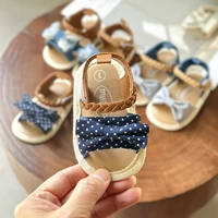 Infant Baby Girls Summer Sandals with Flower Bowknot Soft Sole Wedding Dress Flats Newborn First Walkers Crib Dress Shoes 2